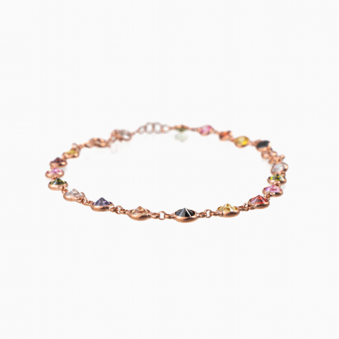 Colectia Crystals - Bratara argint din argint si accesorii din cristale multicolore cu dimetrul de 4,5 mm lungime 17-21 cm