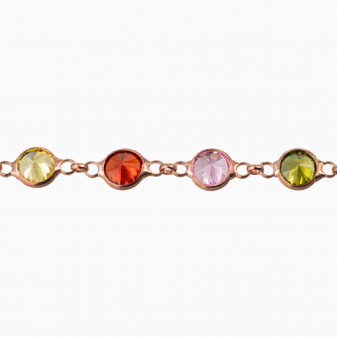 Bratara argint din argint si accesorii din cristale multicolore cu dimetrul de 4,5 mm lungime 17-21 cm [1]