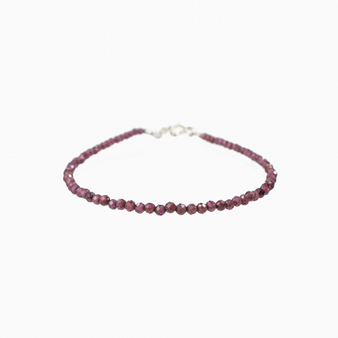 Bratari dama - Bratara argint pietre semipretioase granat microfatetat de 2.5 mm lungime 17-20 cm
