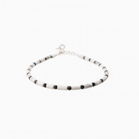 Bratari dama - Bratara argint pietre semipretioase howlit spinel negru 3 mm lungime 16-19 cm