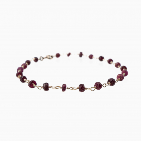 Bratari dama - Bratara argint pietre semipretioase microfatetate granat 4 mm  lungime 16-20 cm
