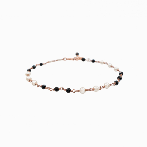 Bratari dama - Bratara argint pietre semipretioase microfatetate spinel de 4 mm perle de cultura lungime reglabila
