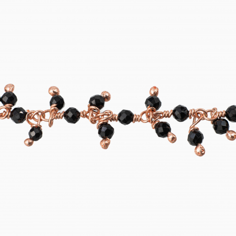 Bratara argint pietre semipretioase microfatetate spinel negru 2 mm lungime 17 cm [1]