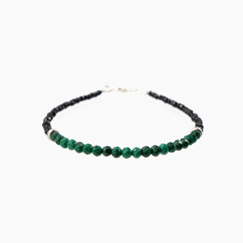 Bratari dama - Bratara argint pietre semipretioase microfatetate spinel si malachit 2 mm din , elemente  decorative din argint lungime 16-20 cm