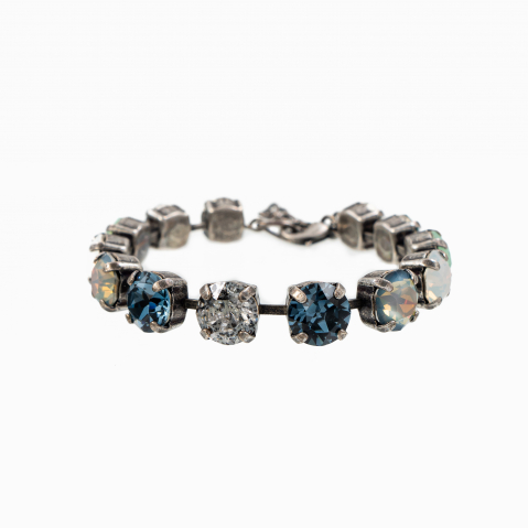 Colectia Crystals - Bratara cristale Austria, mix culori denim blue, white opal star shine, silver patina, white opal, crysolite opal
