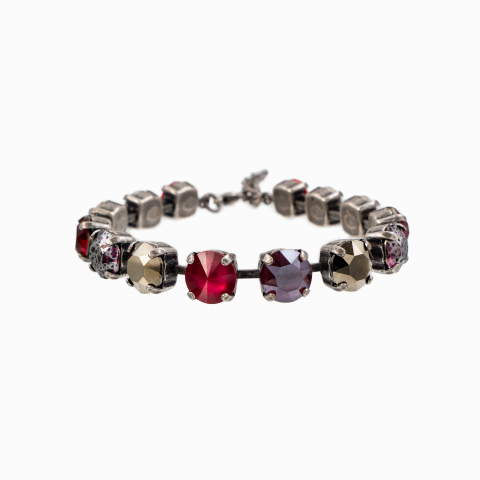 Colectia Crystals - Bratara cristale Austria, mix culori royal red, siam, rose water opal, crystal, amethyst silver patina, light chrome, scarlet red