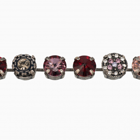 Bratara cristale Austria multicolore rosii roz ametist albe 11 mm montate in casete placate argint antichizat [1]