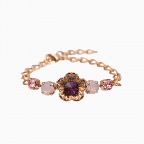 Colectia Crystals - Bratara cristale Austria roz ametist  elemente metalice placate cu aur