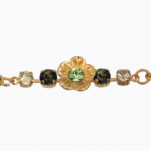 Bratara cristale Austria verde peridot, verde kaki  elemente metalice placate cu aur [1]