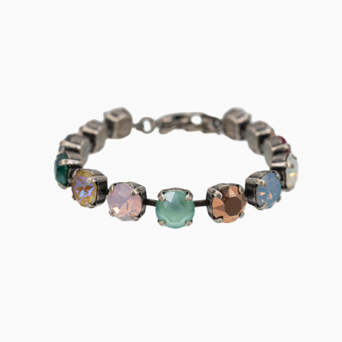 Colectia Crystals - Bratara cristale multicolore Austria 8 mm montate in casete placate argint antichizat