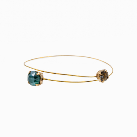 Colectia Crystals - Bratara cristale SW Austria royal green, amethyst silver patina