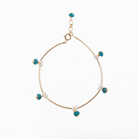 Colectia Pure Pearls - Bratara perle cultura 2.5 mm apatit 4 mm Gold filled 1/20 14K