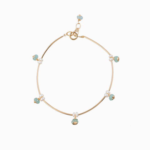 Colectia Pure Pearls - Bratara perle cultura 2.5 mm jad 4 mm Gold filled 1/20 14K