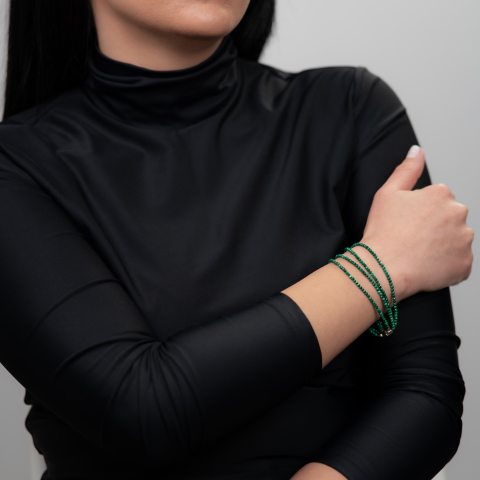 Bratara pietre semipretioase malachit microfatetat 2,5 mm 4 randuri  lungime 18.5 cm [2]