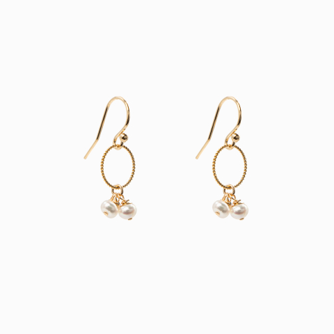 Colectia Pure Pearls - Cercei 3 perle cultura 4 mm Gold filled 1/20 14K 2.5 cm lungime