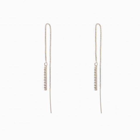 Cercei dama - Cercei argint element din zirconiu lungime totala 12 cm.