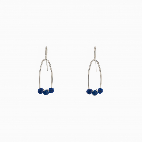 Cercei dama - Cercei argint lapis lazuli briolete cu spacere din hematit, lungime totala 4,5 cm