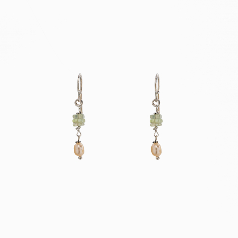 Colectia Pure Pearls - Cercei argint perle de cultura si peridot