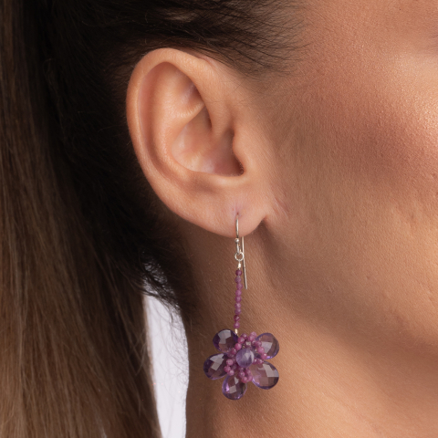 Cercei argint pietre semipretioase ametist briolete rubin microfatetat 2 mm [2]