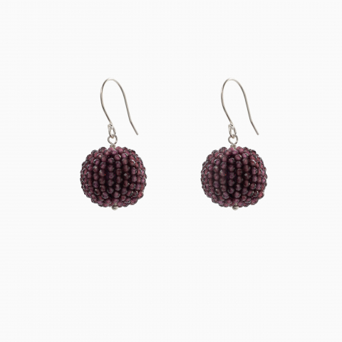 Oversized Finesse Collection - Cercei argint pietre semipretioase granat microfatetat de 2,5 mm bila de 18 mm