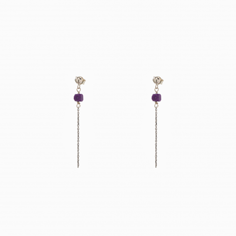 Cercei dama - Cercei argint pietre semipretioase sugilit cubulete 4,5 mm