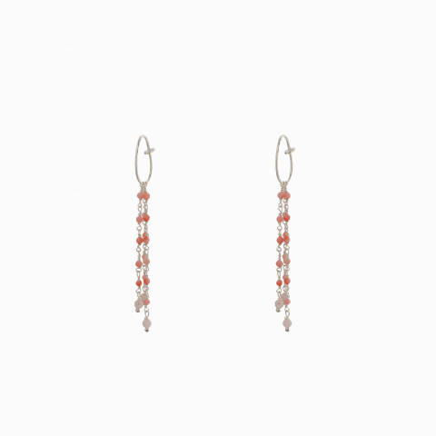 Cercei dama - Cercei argint rotunzi cu lant pietre semipretioase opal microfatetate 2 mm
