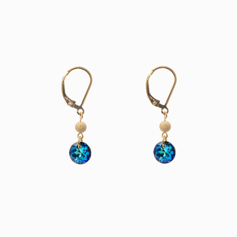 Colectia Crystals - Cercei cristale Austria capri blue disc 8 mm Gold filled 1/20 14K