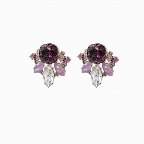Colectia Crystals - Cercei cristale Austria rosaline, crystal, amethyst silver patina