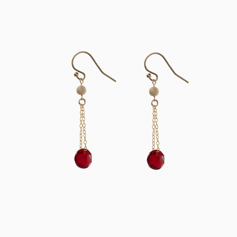 Cercei dama - Cercei Gold filed 1/20 cristale Austria forma rotunda 10 mm culoarea ruby