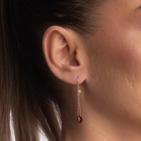 Cercei Gold filed 1/20 cristale Austria forma rotunda 10 mm culoarea ruby [2]