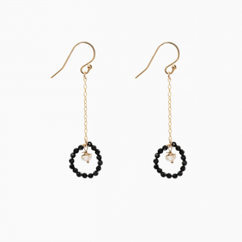 Colectia Pure Pearls - Cercei Gold filed 1/20 pietre semipretioase spinel perla de cultura 4 mm lungime 4.5 cm