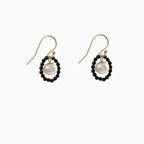 Colectia Pure Pearls - Cercei Gold filed 1/20 pietre semipretioase spinel perla de cultura 7  lungime 2.5 cm