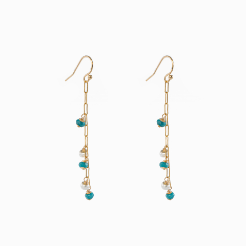 Colectia Pure Pearls - Cercei perle cultura 4 mm apatit 4 mm lant paperclip Gold filled 1/20 14K