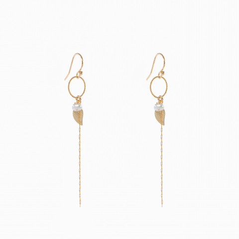 Colectia Pure Pearls - Cercei perle cultura 4 mm cu frunza Gold filled 1/20 14K