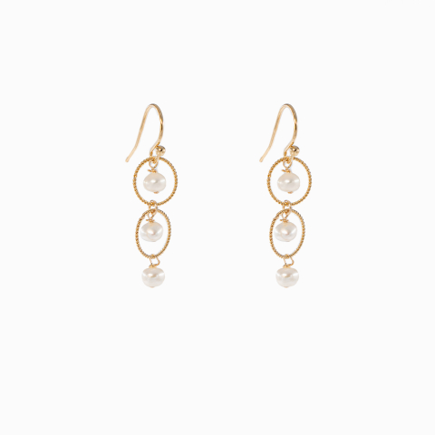 Colectia Pure Pearls - Cercei perle cultura 4 mm Gold filled 1/20 14K 2.5 cm lungime