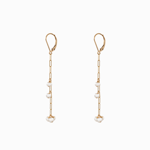 Colectia Pure Pearls - Cercei perle cultura 4 mm lant paperclip Gold filled 1/20 14K