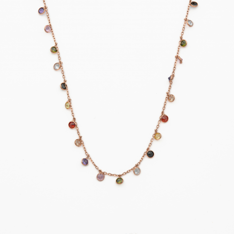 Coliere dama - Colier argint din argint si accesorii din cristale multicolore cu dimetrul de 4,5 mm lungime 42 cm
