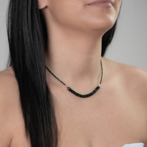 Colier argint lucrat manual din margele microfatetate spinel lungime 42 cm [2]