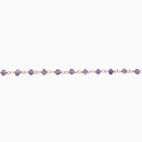 Colier argint pietre semipretioase ametist microfatetat 2.5 mm   lungime 42-45 cm [1]