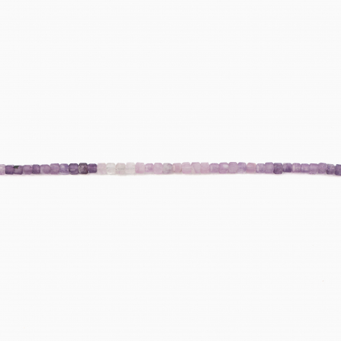 Colier argint pietre semipretioase lepidolit degrade cubulete 2.5 mm  lungime 42 cm [1]