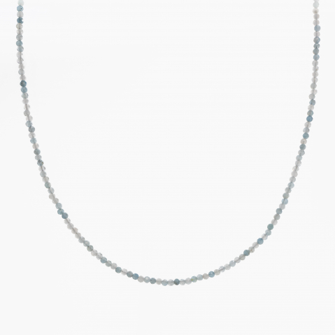 Colier argint pietre semipretioase microfatetate acvamarin de 2 mm  lungime 42 cm Coliere dama - Colier argint pietre semipretioase microfatetate acvamarin de 2 mm  lungime 42 cm