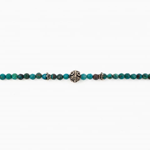 Colier argint pietre semipretioase microfatetate de 3.5 mm din turcuaz cu elemente decorative din argint antichizat [1]