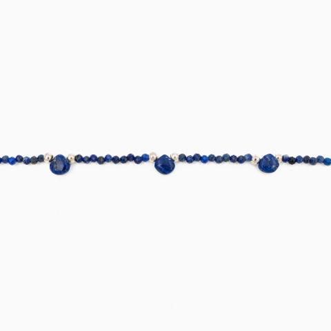 Colier argint pietre semipretioase microfatetate lapis lazuli 2 mm  lungime 40 cm [1]