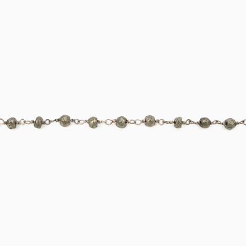 Colier argint pietre semipretioase microfatetate pirita 4 mm  lungime 42 cm [1]