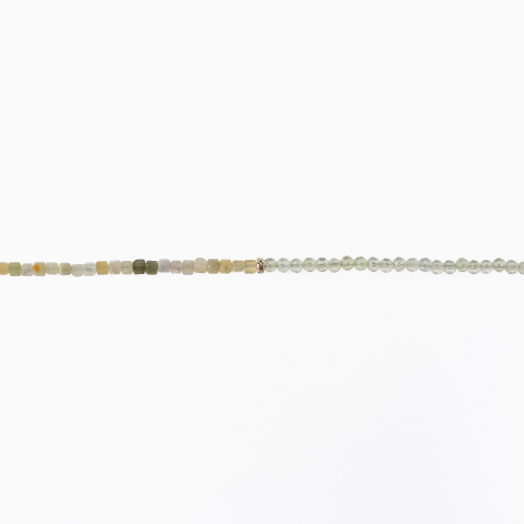 Colier argint pietre semipretioase microfatetate prehnit 3 mm si cubulete din crisopraz lungime 42 cm [1]