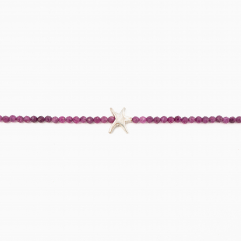 Colier argint pietre semipretioase microfatetate rubin 2 mm decorate cu un element din argint lungime 42 cm [1]