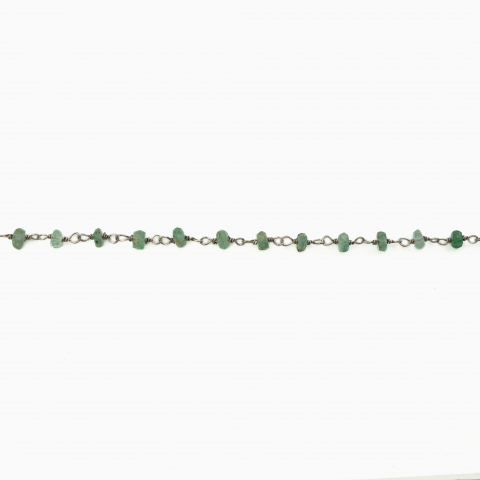 Colier argint pietre semipretioase microfatetate  smarald 3 mm  lungime 42 cm [1]