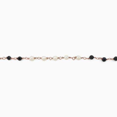 Colier argint pietre semipretioase microfatetate spinel de 4 mm perle de cultura lungime 42 cm [1]