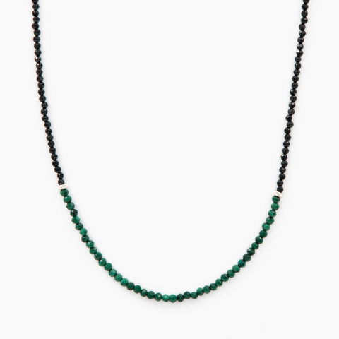 Coliere dama - Colier argint pietre semipretioase microfatetate spinel si malachit 2 mm cu elemente  decorative din argint lungime 42 cm