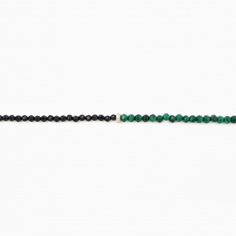 Colier argint pietre semipretioase microfatetate spinel si malachit 2 mm cu elemente  decorative din argint lungime 42 cm [2]